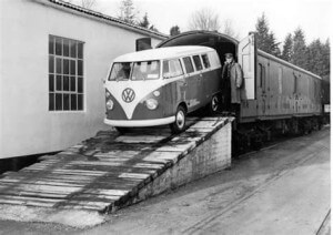 Sidmouth Old VW's on train