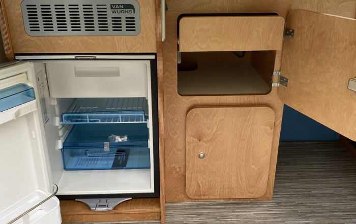 Compact kitchen unit inside a VW campervan